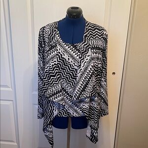 Peck & Peck Zigzag Black and White Cardigan